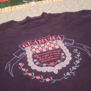 💜 Grandma Vtg 🔥 90s 80s Sweater Sweatshirt XL made in USA Grandmother Mom 💎